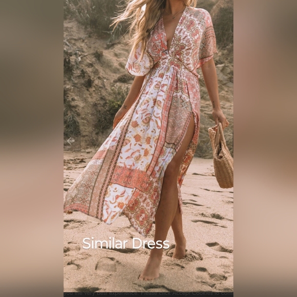 🩷 Bohemian High Slit Beach Cover Up NWT_Size Small - Picture 2 of 7